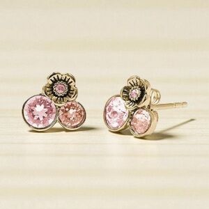 Coach Mini Tea Rose Stud Earrings W/ Crystals NWT MSRP: $98.00